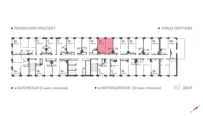 1-комнатная квартира в ЖК Обручева 30