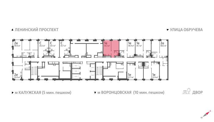 1-комнатная квартира в ЖК Обручева 30