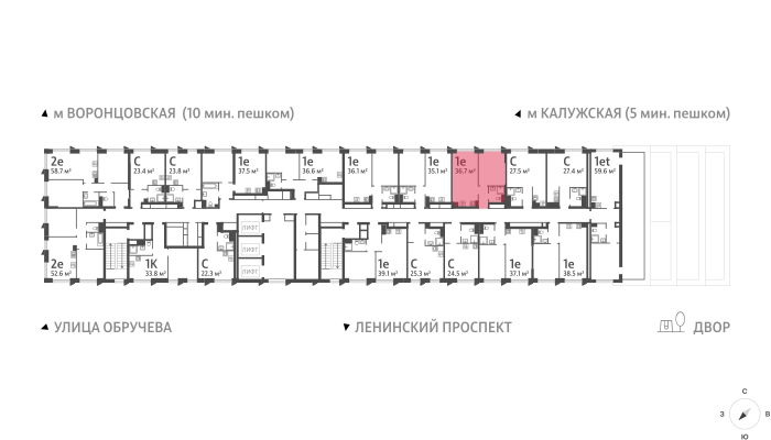 1-комнатная квартира в ЖК Обручева 30