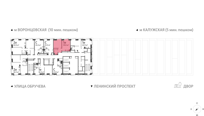 1-комнатная квартира в ЖК Обручева 30