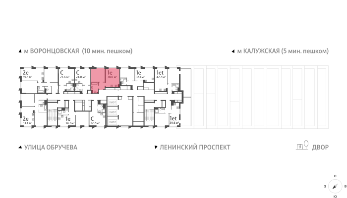 1-комнатная квартира в ЖК Обручева 30