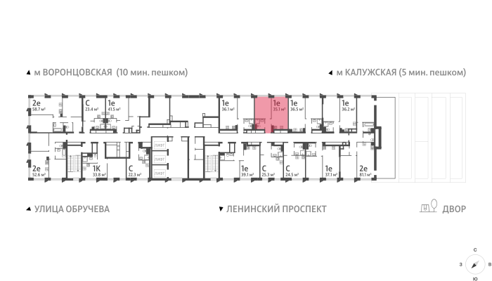 1-комнатная квартира в ЖК Обручева 30