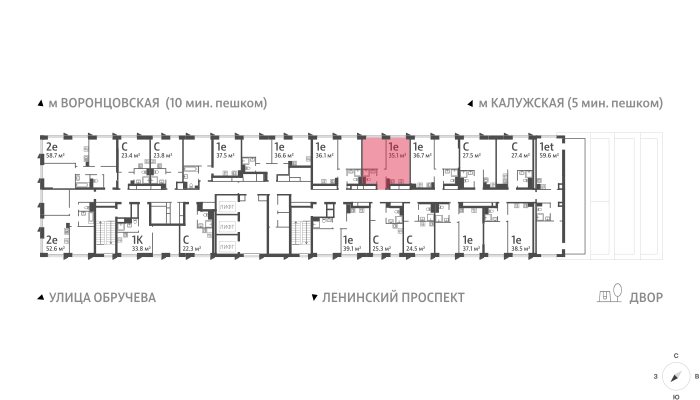 1-комнатная квартира в ЖК Обручева 30