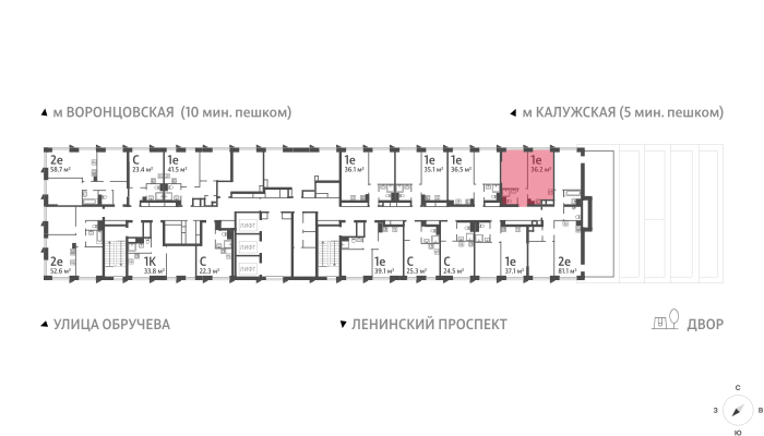 1-комнатная квартира в ЖК Обручева 30