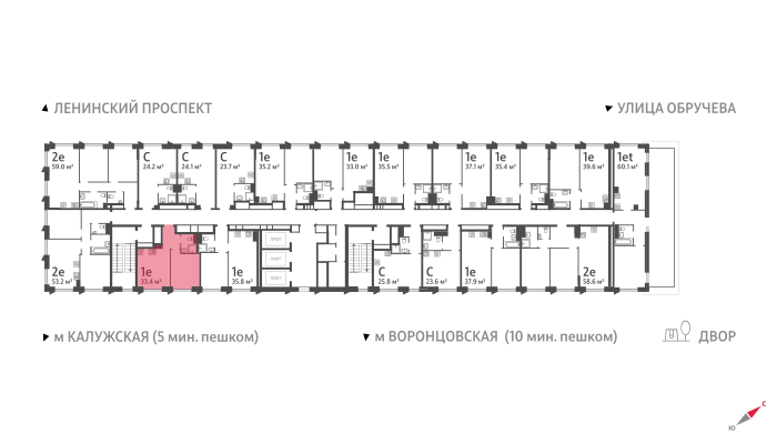 1-комнатная квартира в ЖК Обручева 30