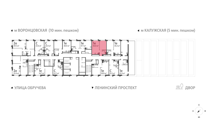 1-комнатная квартира в ЖК Обручева 30