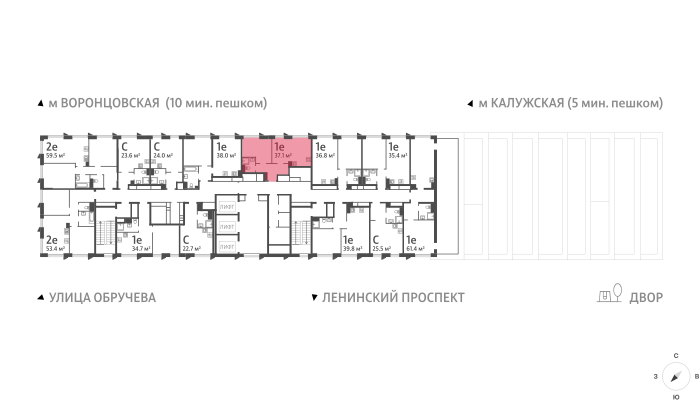 1-комнатная квартира в ЖК Обручева 30